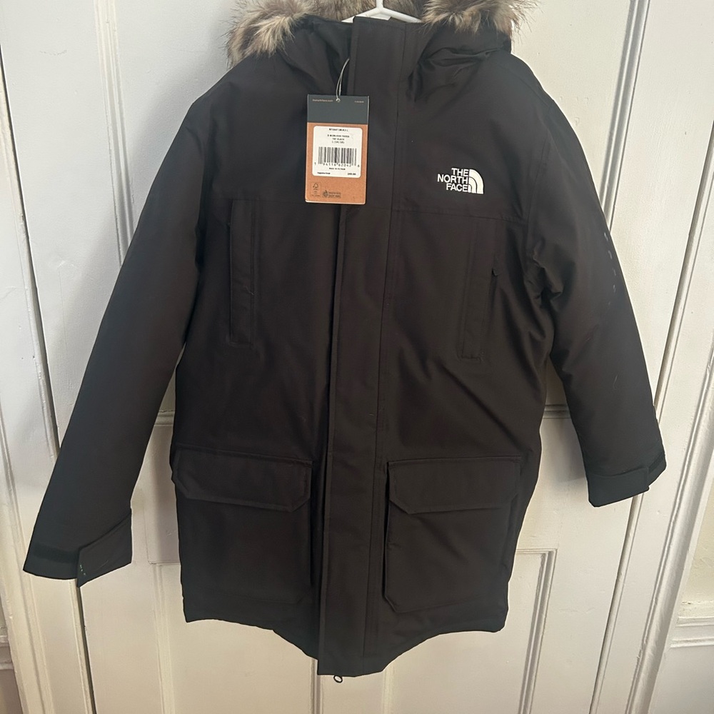 The North Face Dark Coat with Fur Trim